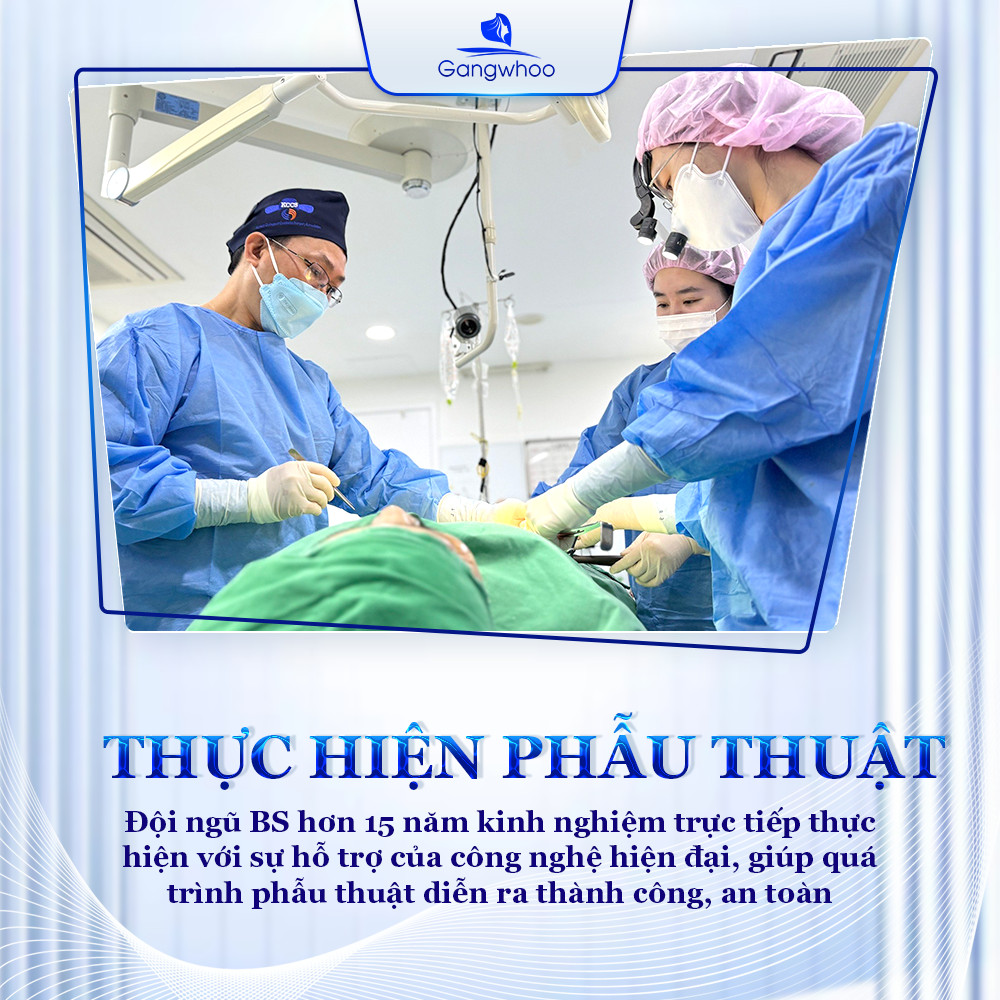 Thực hiện phẫu thuật bấm mí cho khách hàng.