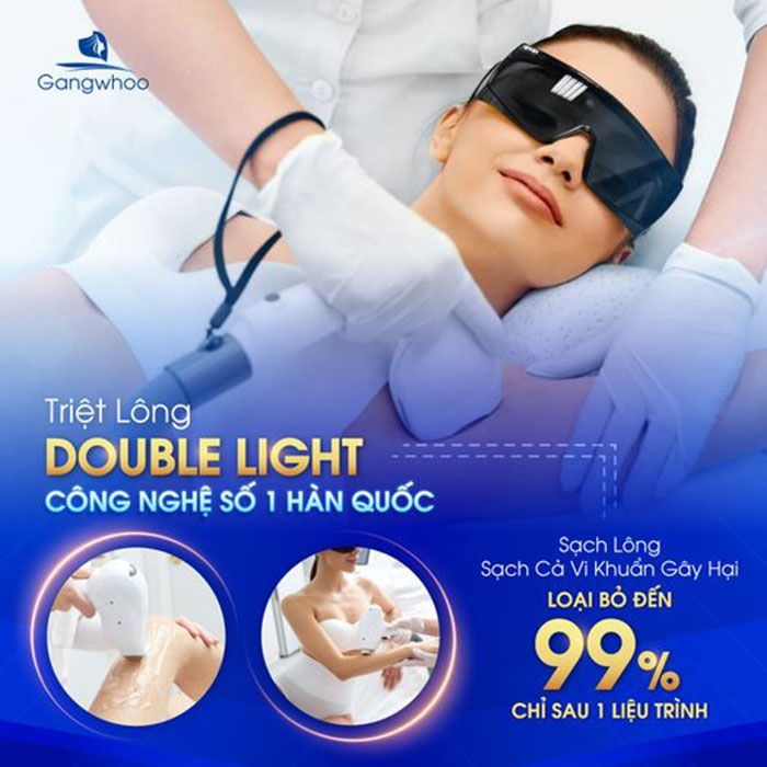 Triệt lông công nghệ Double Light hỗ trợ giúp da trắng sáng, căng mịn hơn