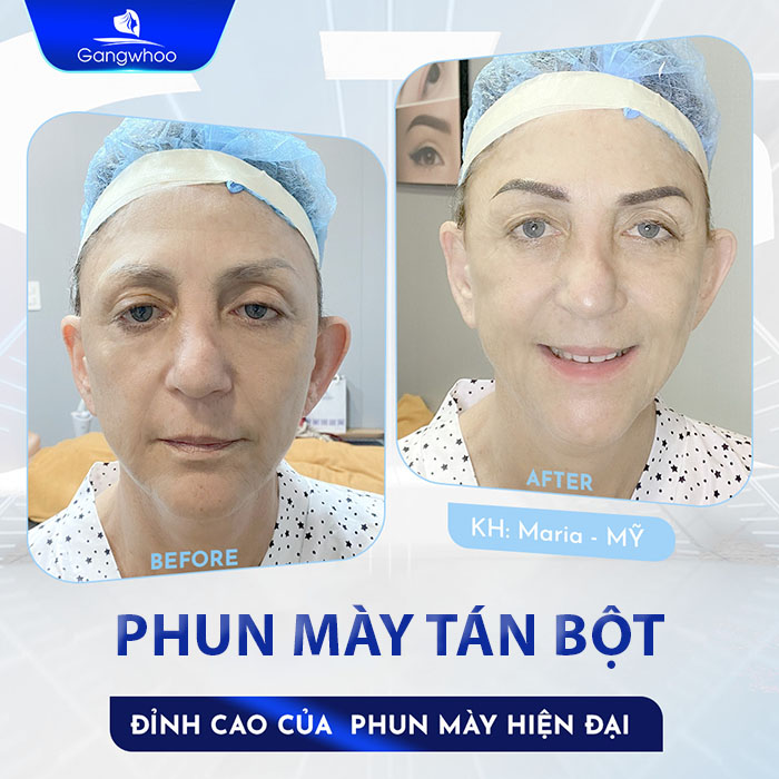 Phun mày tán bột phù hợp với khách hàng có chân mày thưa thớt, nhạt màu, ngắn.